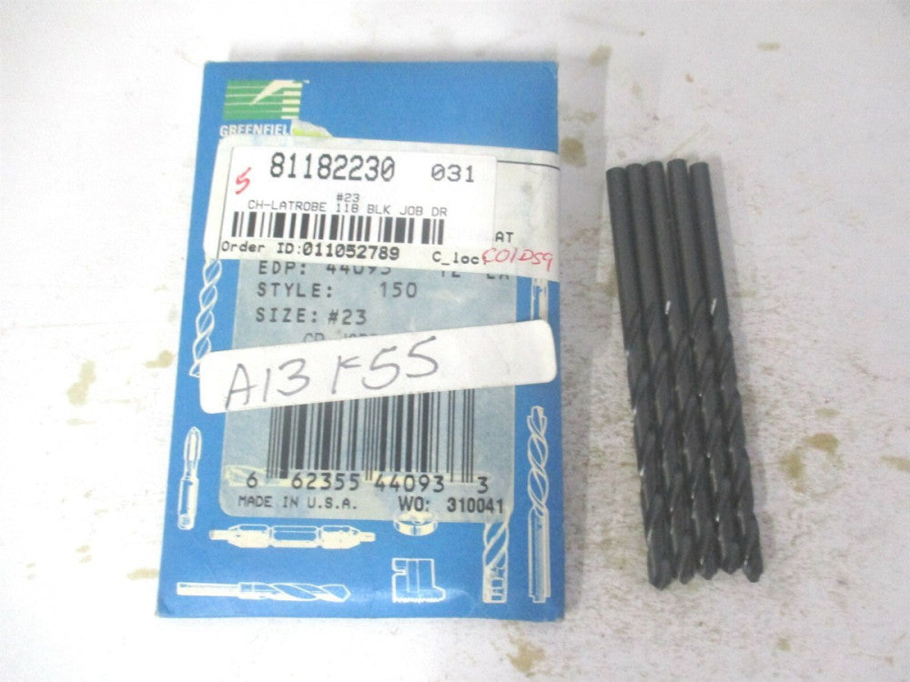 Chicago-Latrobe (44093) #23 2" x 3-1/8" OAL 118° HSS Jobber Drill - Pack of 5
