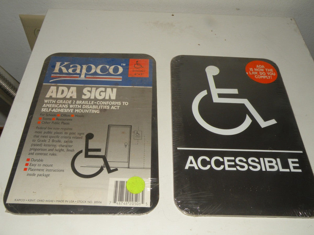  ADA ACCESSIBLE Raised Pictograms  Braille 9" x 6"  Self-Adhering