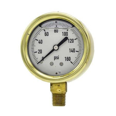 Pic Gauges 601L-254F Industrial Pressure Gauge, 0 To 160 Psi, 2 1/2 In Dial,