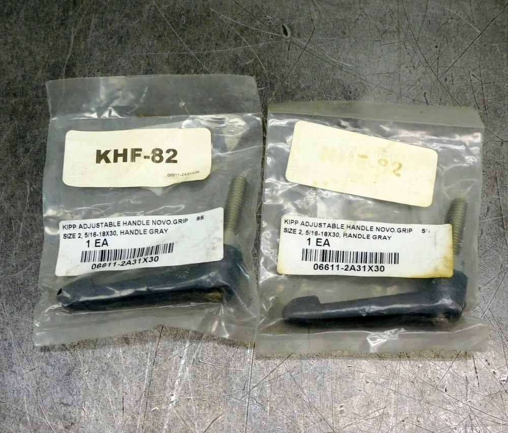 Kipp 06611-2A31X30 Threaded-Stud Adjustable Handle 2" 5/16"-8X30 Lot of Two (2)