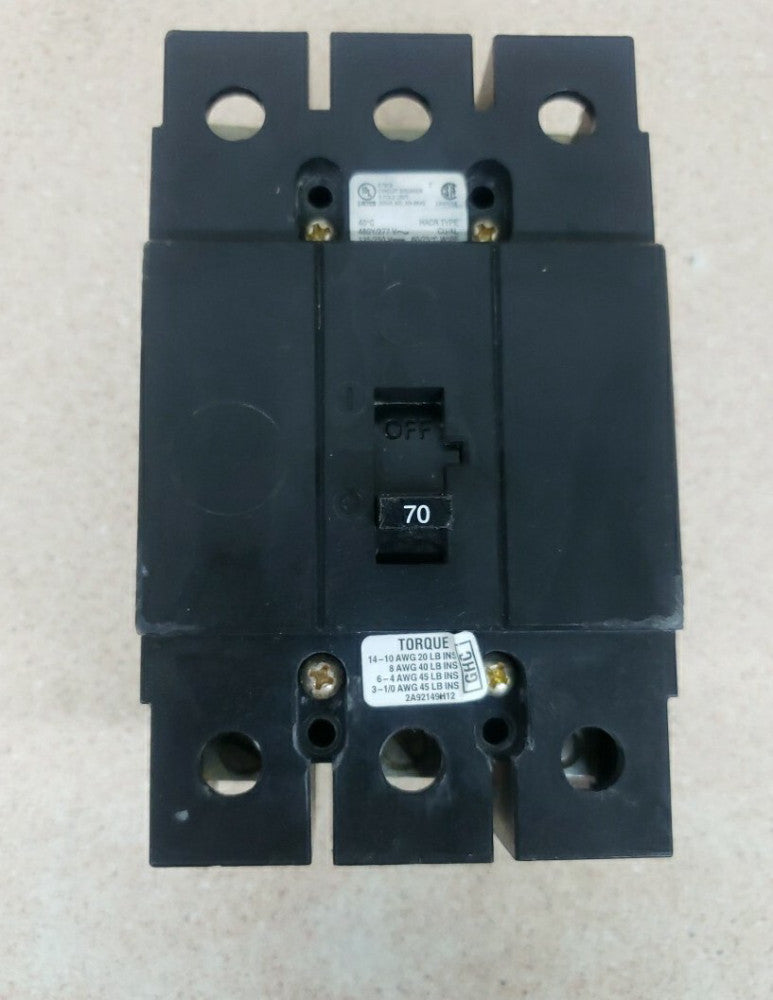 New Old Stock! Eaton GHC3070 3 Pole 70 Amp Circuit Breaker 480Y/277 VAC NEW