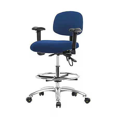Zoro Select Br-Esd-Fhbch-Cr-T0-A1-Cf-Ec-Esdblu Ergonomic Chair, Adjustable