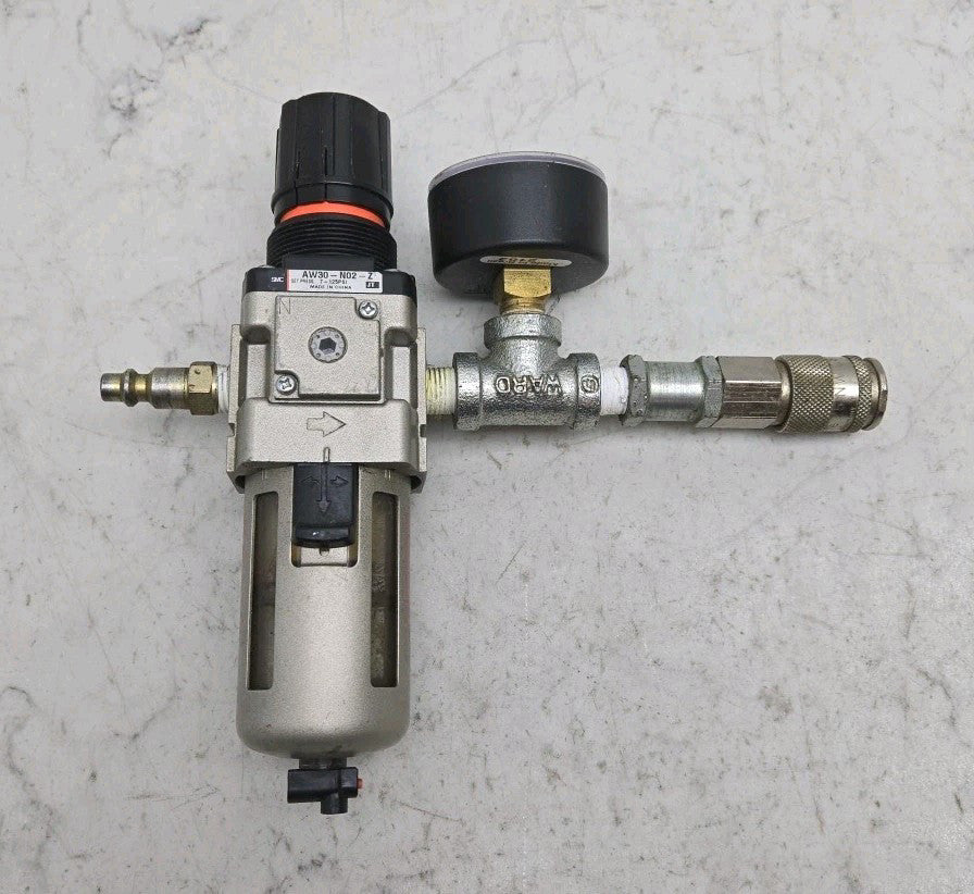 Smc AW30-N02D-Z Modular Filter Regulator With Ashcroft 100 Psi Gauge  