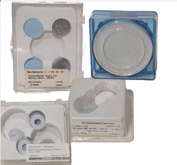 Lot of Asstd Laboratory Membrane Filter Discs, Pall Gelman, Maine Mfg, Osmonics
