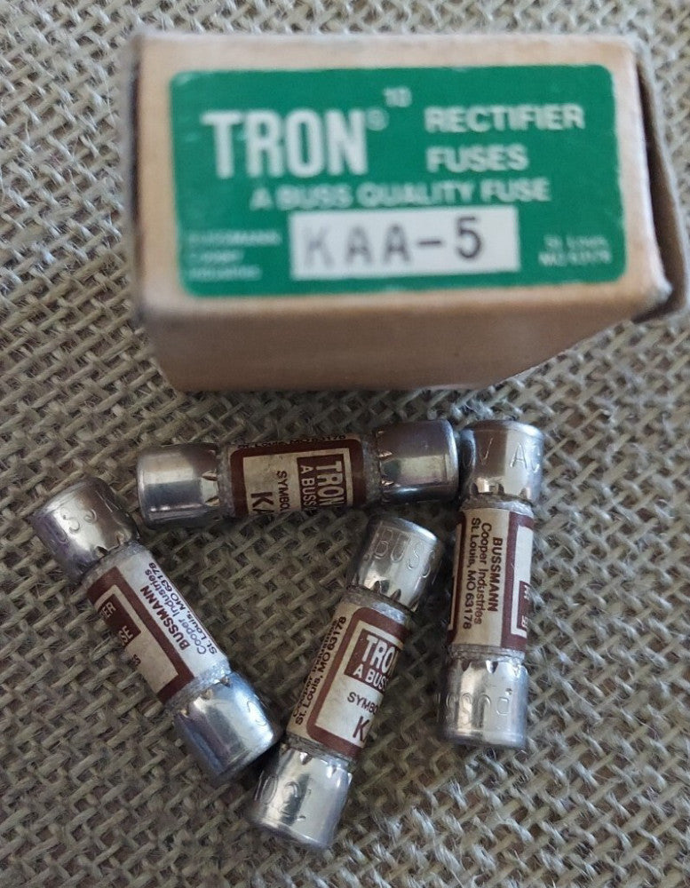 Lot of 4 - Bussman Cooper TRON 5 AMP 130 VAC RECTIFIER FUSE KAA-5 