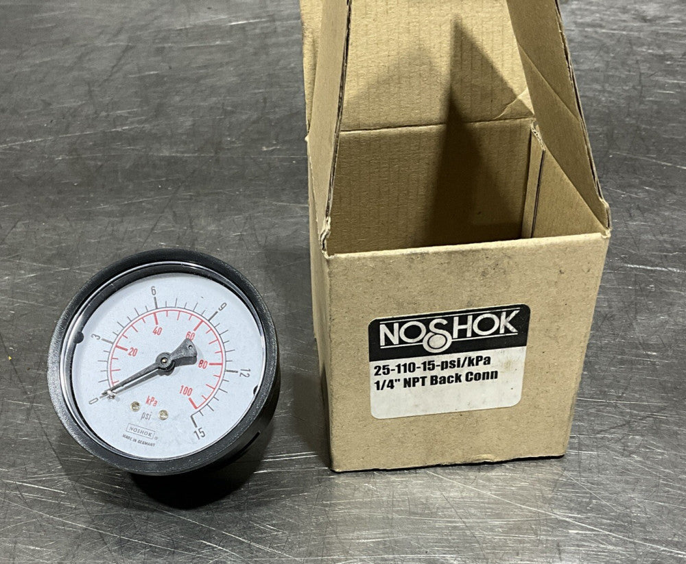 Noshok 25-110-15 PSI /kPa 1/4 NPT Back Conn Nos Surplus