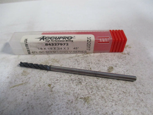 (446L1250C11) 1/8" x 1/8" x 3/4" x 3" OAL Carbide 4-Fl Corner Chamfer End Mill 
