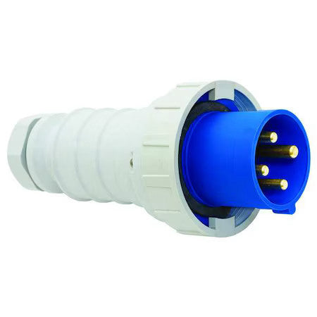 Bryant Bry560p9w Pin & Sleeve Plug, 60 A, 120/208V Ac, Three Phase, 4 Pole, Iec