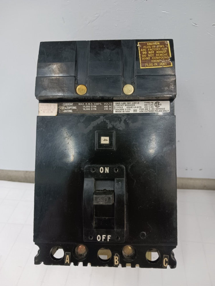 SQUARE D 40 AMP I-LINE CIRCUIT BREAKER 3 POLE 480 VAC FA-34040
