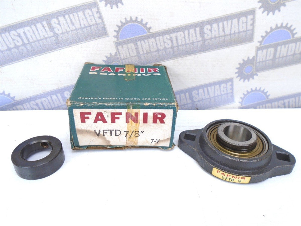 FAFNIR - VFTD7/8 - 7/8 Flange BEARING w/Eccentric COLLAR -(NEW OLD STOCK in BOX)