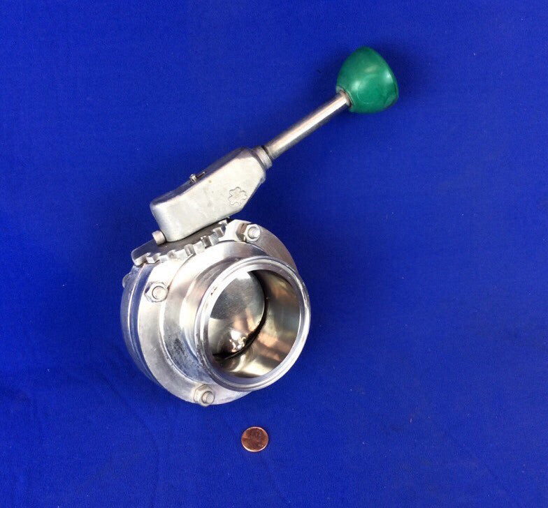 TRI-CLOVER STAINLESS STEEL 3" BUTTERFLY VALVE, GEAR LOCK HANDLE