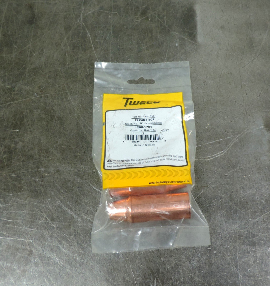 Tweco Mig Welding Nozzle 1/2" Bore EL24CT-50P  1260-1701 Lot of (2)