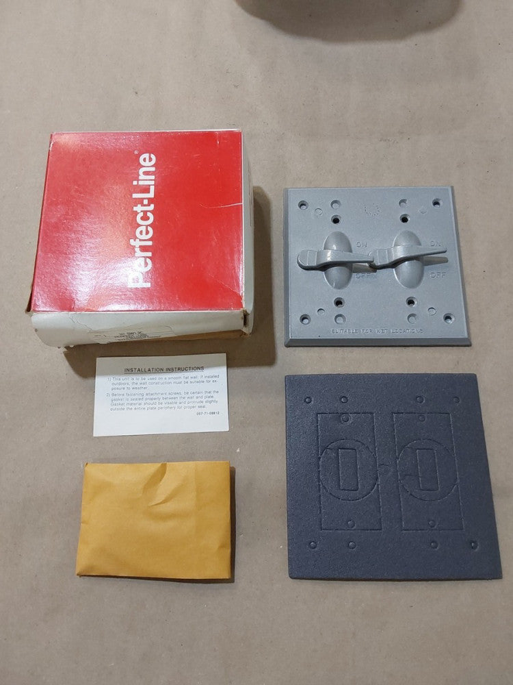 PERFECT-LINE SW1-2C 2-GANG WALL PLATE LEVER SWITCH COVER, WALL PLATE NOS