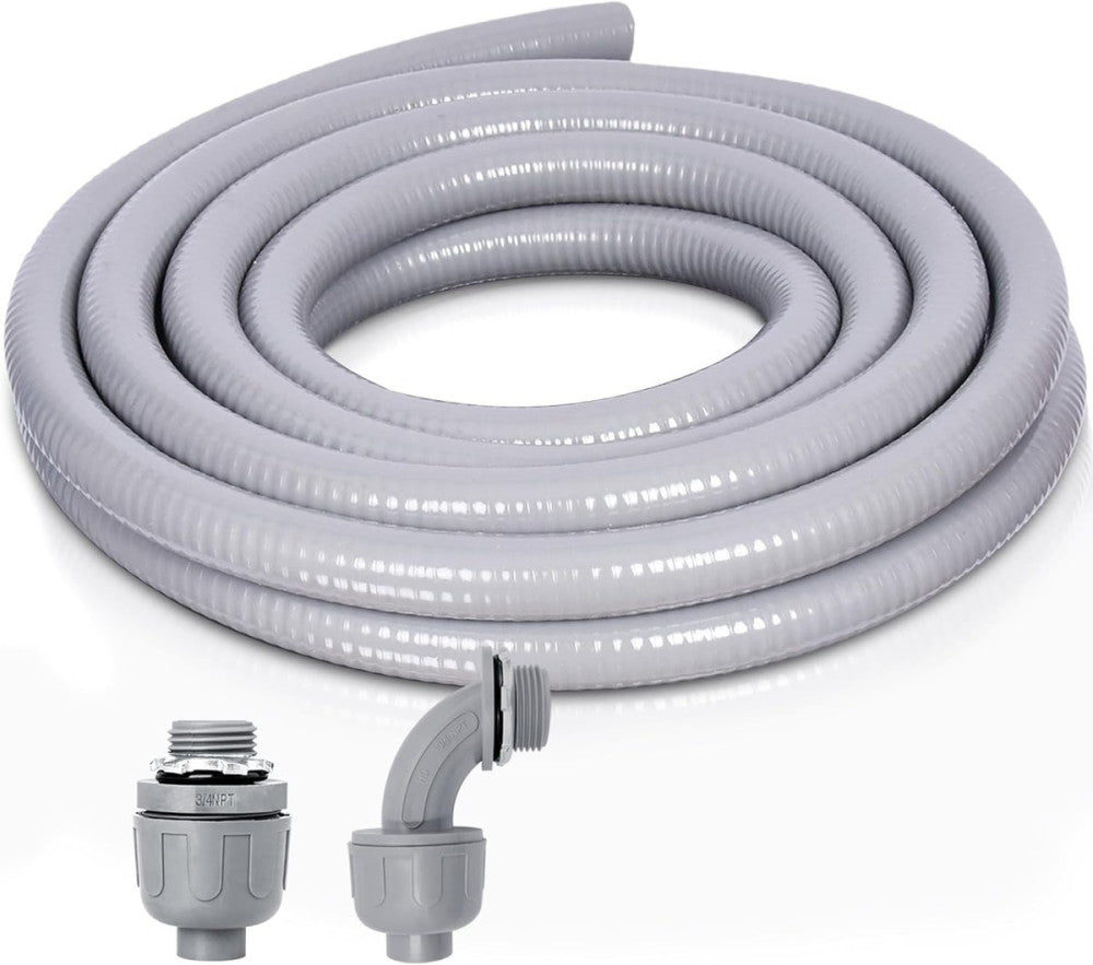 Liquid-Tight Conduit and Connector Kit - 3/4 Inch 5 FT Non 3/4inch 5 Ft 