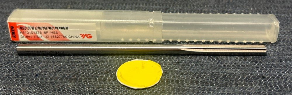 YG-1 HSS STRAIGHT CHUCKING REAMER 6 FLUTE K610101875  3/16" DIAMETER
