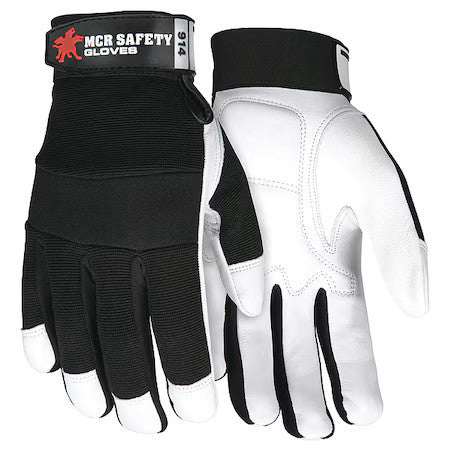 Mcr Safety 914S 914 Mechanics Gloves, Goatskin Palm, Spandex Back, S,