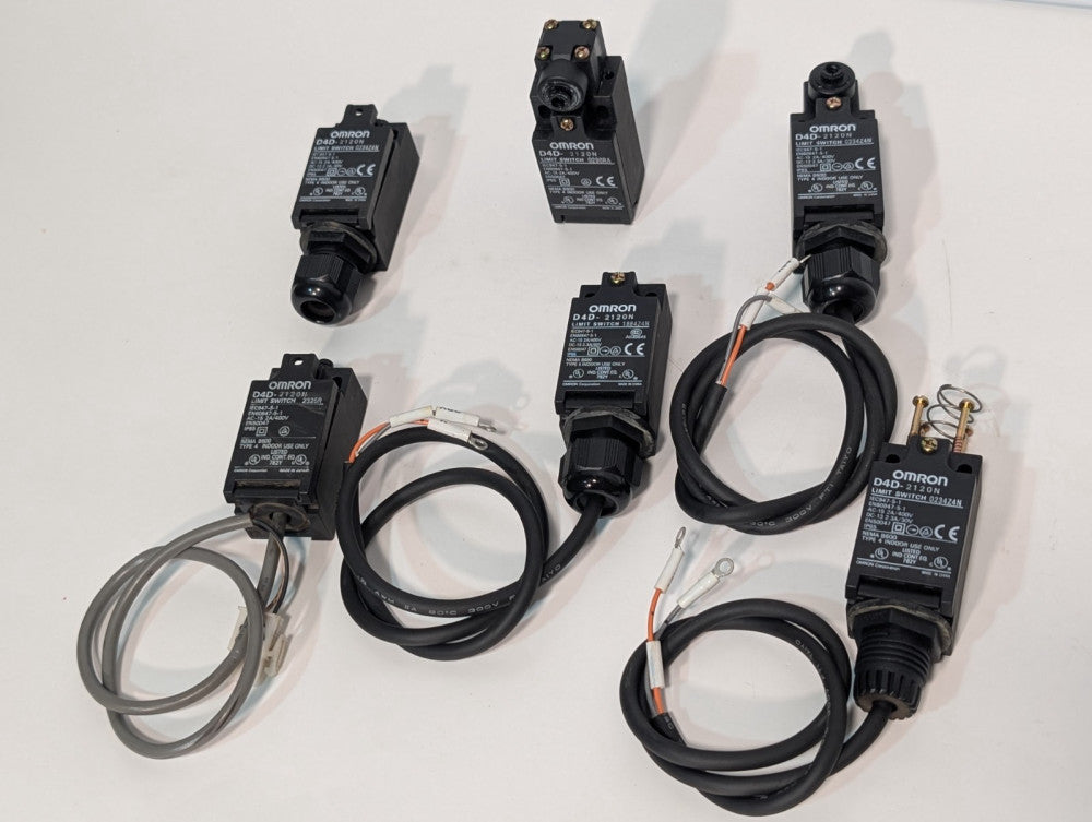 Lot of 6: Omron D4D-2120N Limit Switch Assemblies, NEMA B600, Made in Japan