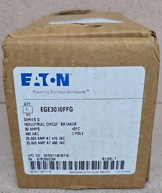 1- New EATON EGE3030FFG 30A E125E 3P Circuit Breaker