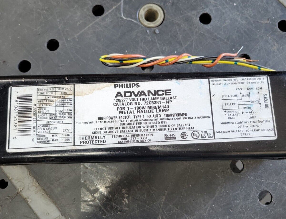 Advance 72C5381NP001 Philips 100W, 1 Lamp HID Ballast 72C5381-NP NEW OLD STOCK