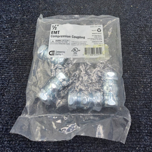 ( QTY 5 ) EMT 1006-232-089: 1/2" COMPRESSION COUPLING