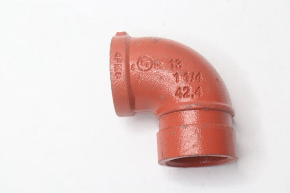 Victaulic 90 Degree Reducing Elbow Orange Enamel Coated Ductile Iron 1-1/4 x 1" 