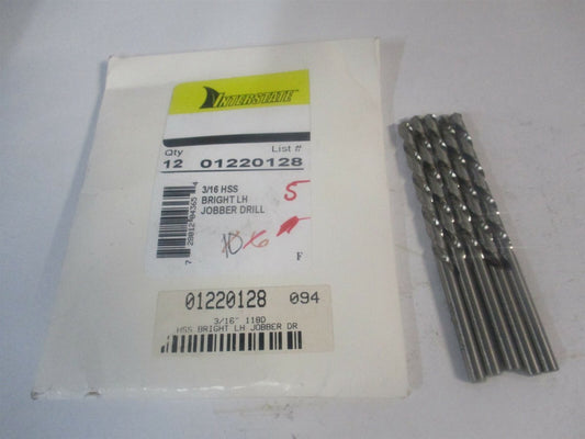(01220128) 3/16″ x 3-1/2" OAL 118° High Speed Steel Jobber Drill - Pack of 5 