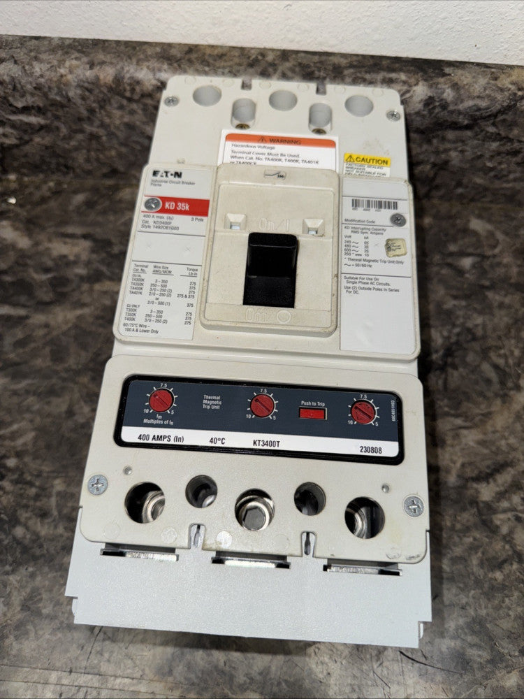 NEW SURPLUS Eaton KD3400F 400A 3P 600V 35K Circuit Breaker KT3400T 400A trip