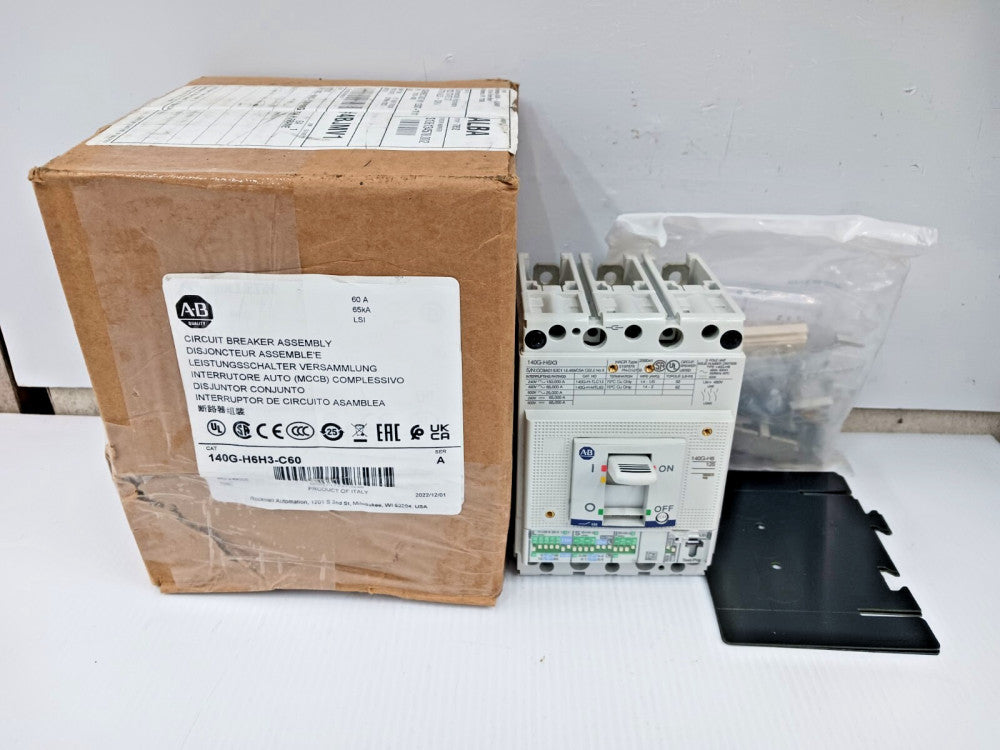 ALLEN BRADLEY 60 AMP CIRCUIT BREAKER 3 POLE 600 VAC / 500 VDC 140G-H6H3-C60