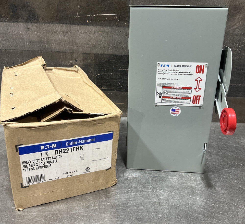 EATON HEAVY DUTY SAFETY SWITCH DH221FRK 30 AMP 240 VAC 2-POLE Nos Surplus