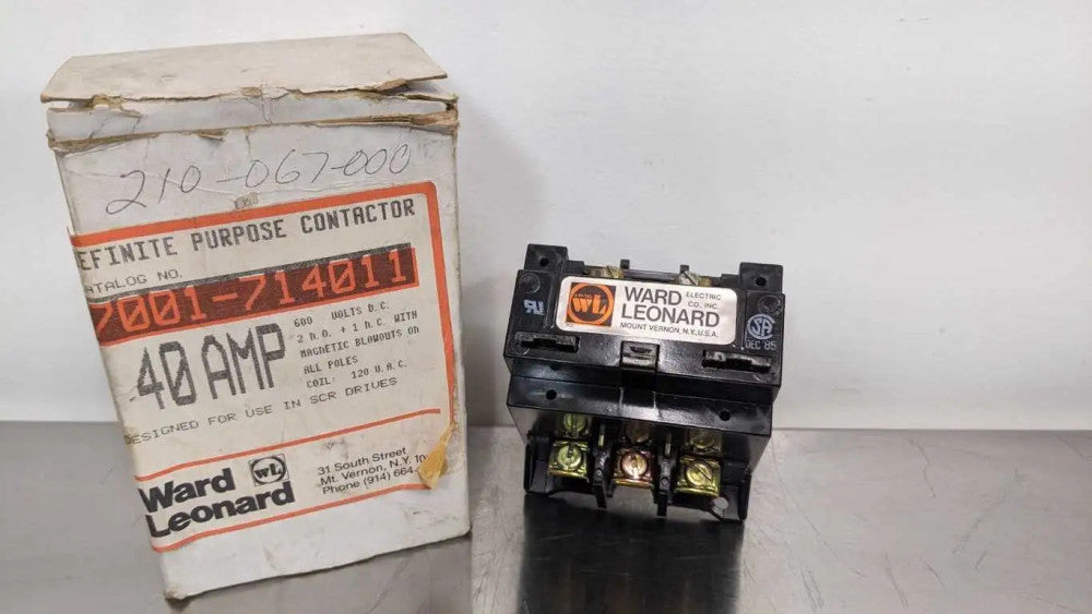 Ward Leonard 7001-714011 Definite Purpose Contactor 2NO 1NC 120VAC Coil 40A 6...