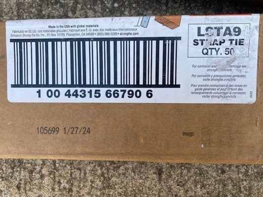 (50 PACK) Simpson LSTA9  9-Inch Strap Tie (NEW)