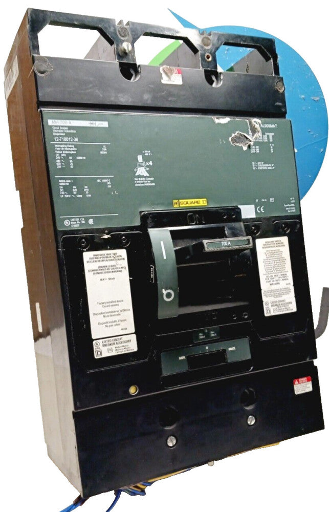 Square D 700 Amp Circuit Breaker 3 Pole 600 VAC W/ UV & AUX TRIP  MHL367003901
