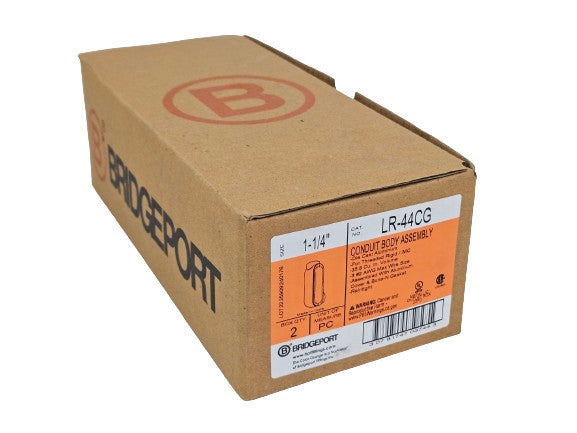 (2) Bridgeport LR-44CG 1.25" LR-Type Conduit Body Cover & Gasket New Sacramento
