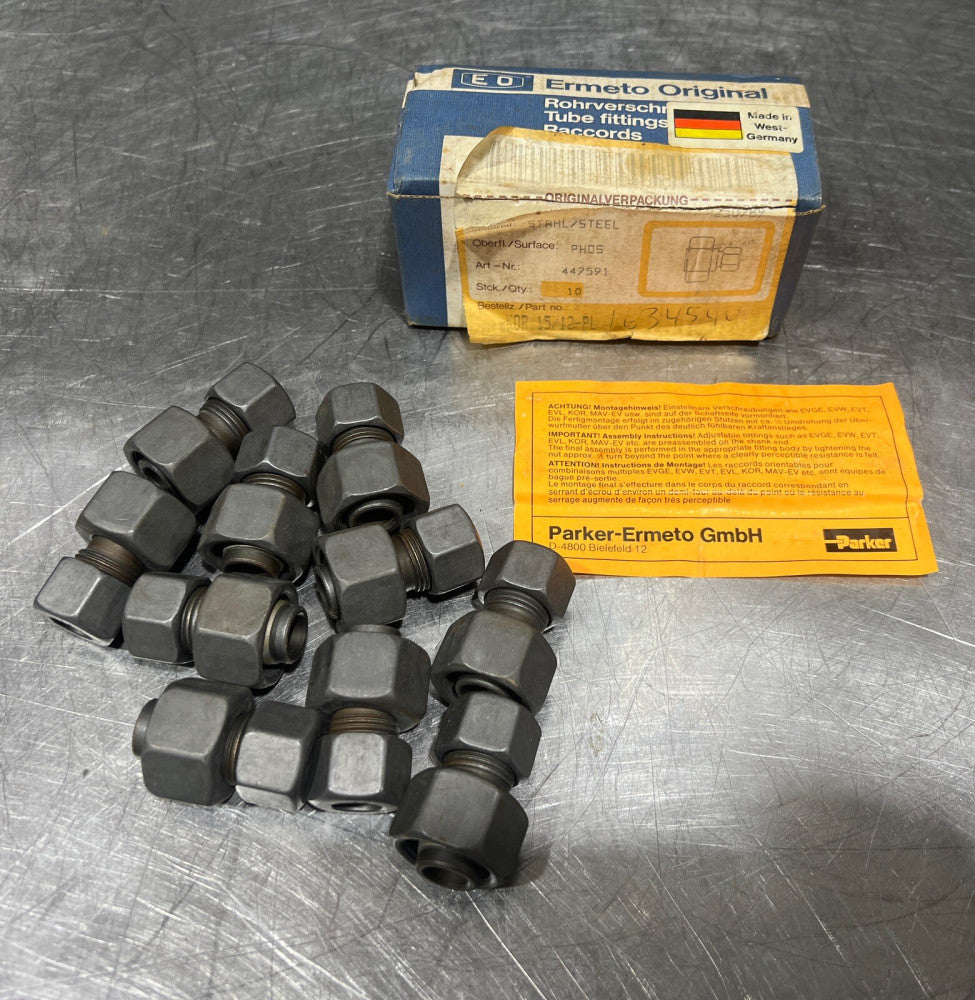 (10 Pk) Parker-Ermeto Tube Fittings KOR 15/12-PL Nos Surplus
