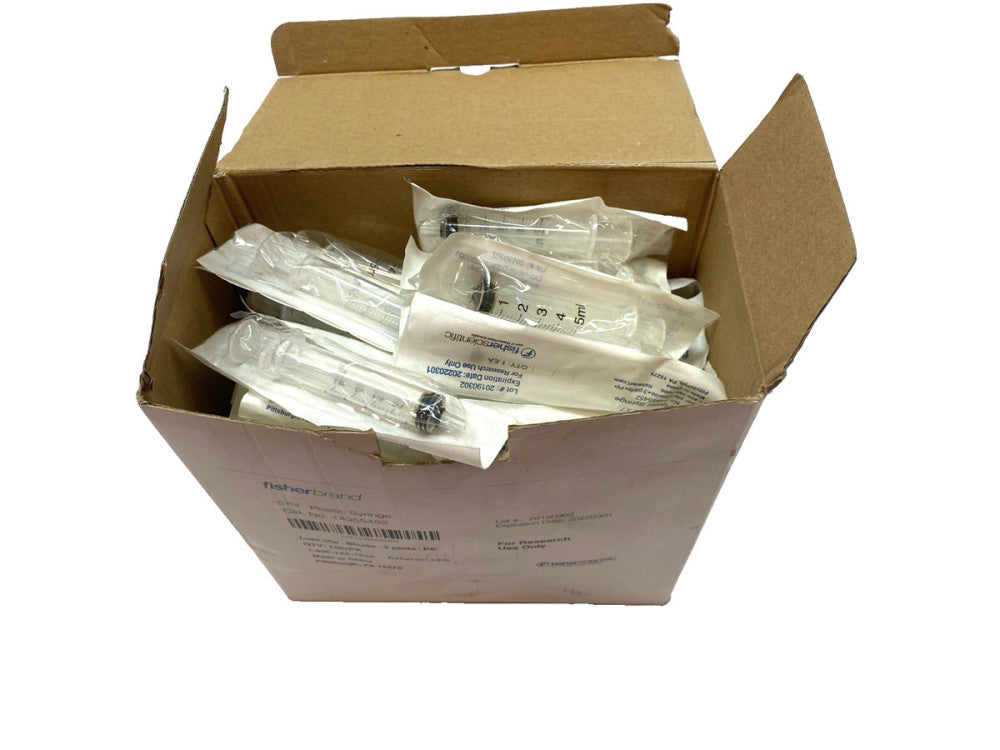 Fisher Scientific 14955452 5 mL Sterile Plastic Luer Slip Syringe PKG OF 100