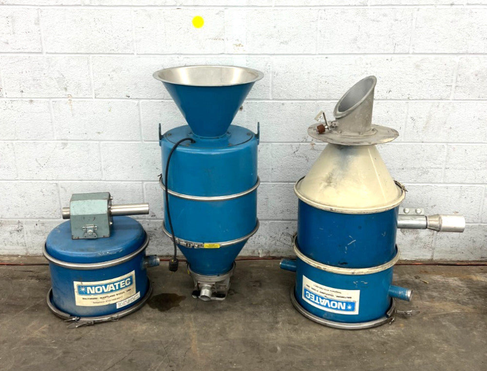 NOVATEC VACUUM HOPPER FEEDER W/TWO VACUUM RECEIVERS PARTS ONLY LOT OF 3