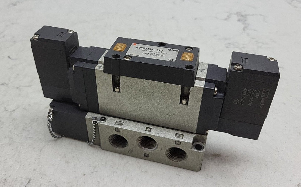 Smc NVFR3400-3FZ Solenoid Valve 0.2-0.9 MPa w/ Distribution Block