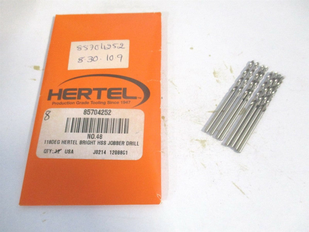 (85704252) #48 118° 1" x 2" OAL High Speed Steel Spiral Jobber Drill - Qty 8