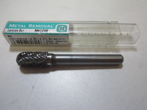 Metal Removal 3/8 x 3/4 x 1/4 x2-1/2" SC-3 Cylindrical Ball Nose Carbide Bur NEW