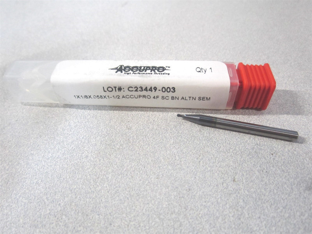 (14883993) 0.0394" x 0.0580" x 0.1250" x 1.5000" Solid Carbide 4Fl Ball End Mill