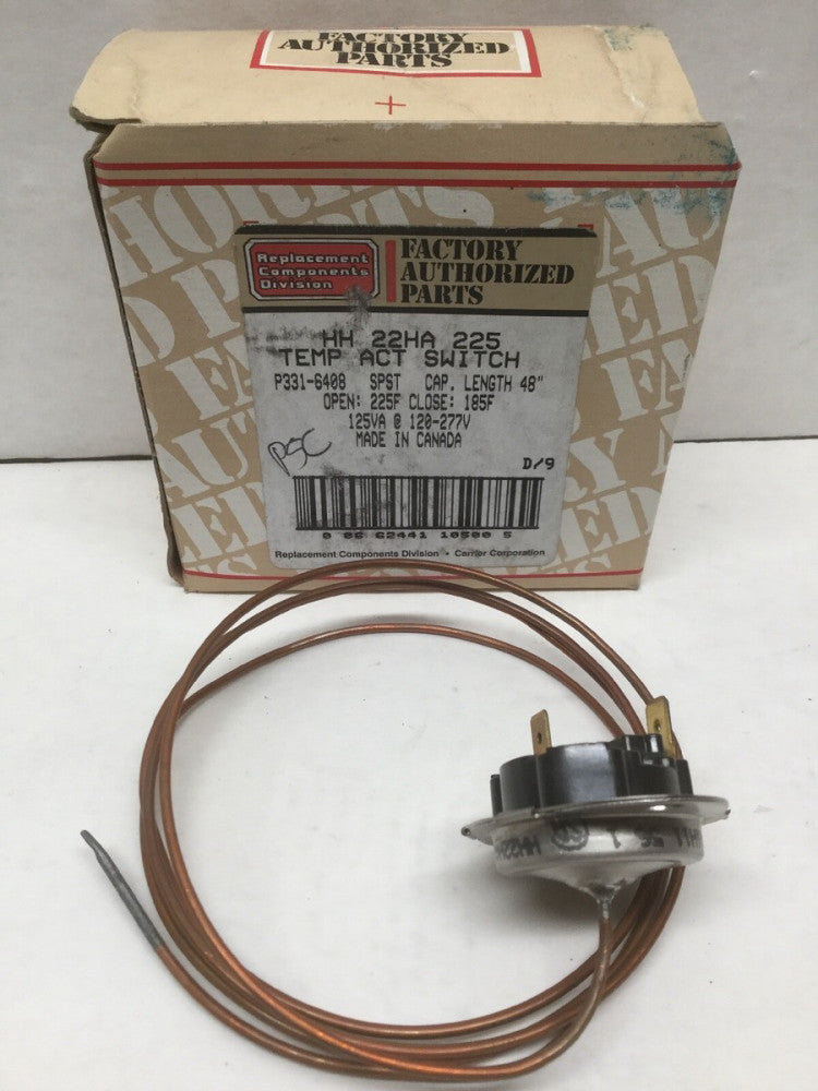 Carrier Bryant HH22HA225 Temp Actuated Switch 48” Cap, Open 225F Close 185F