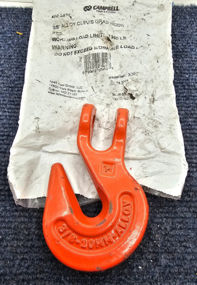 Campbell 4503515: 3/8 Inch Alloy Clevis Grab Hook PTD 7,300 lb