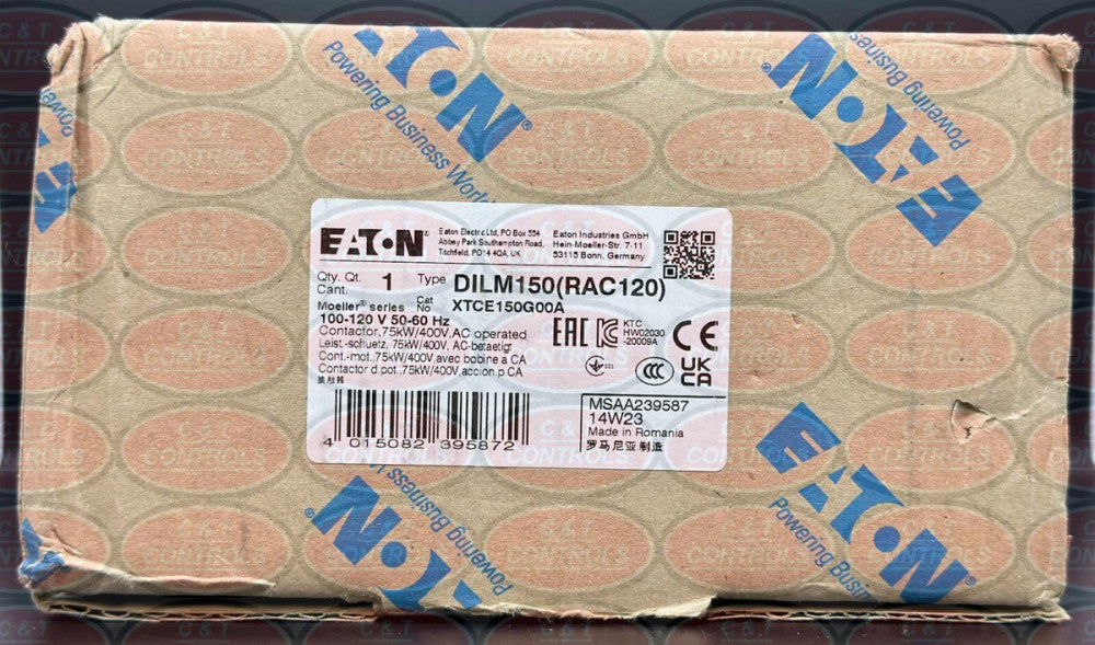 Eaton XTCE150G00A 3P 150A 120V IEC Contactor New In Box USA Stock