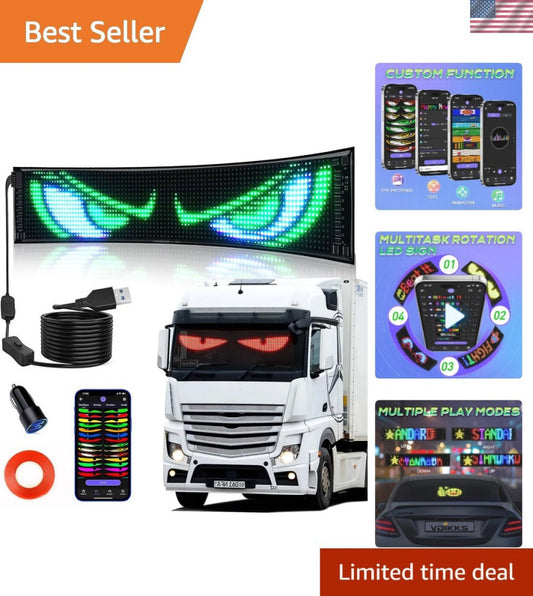 23"x5" Devil Eyes LED Car Sign - Bluetooth Control Custom Messages & Animations