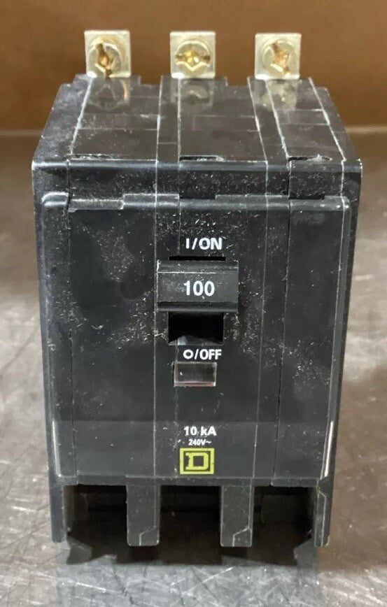 Square D QOB3100 Bolt-on Circuit Breaker - 240 Volts, 100 Amp, 3 Poles - NOS