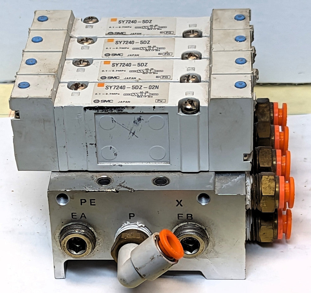 SMC Manifold With (3) SY7240-5DZ, (1) SY7240-5DZ-02N WORKING PULL [C3B1] #8