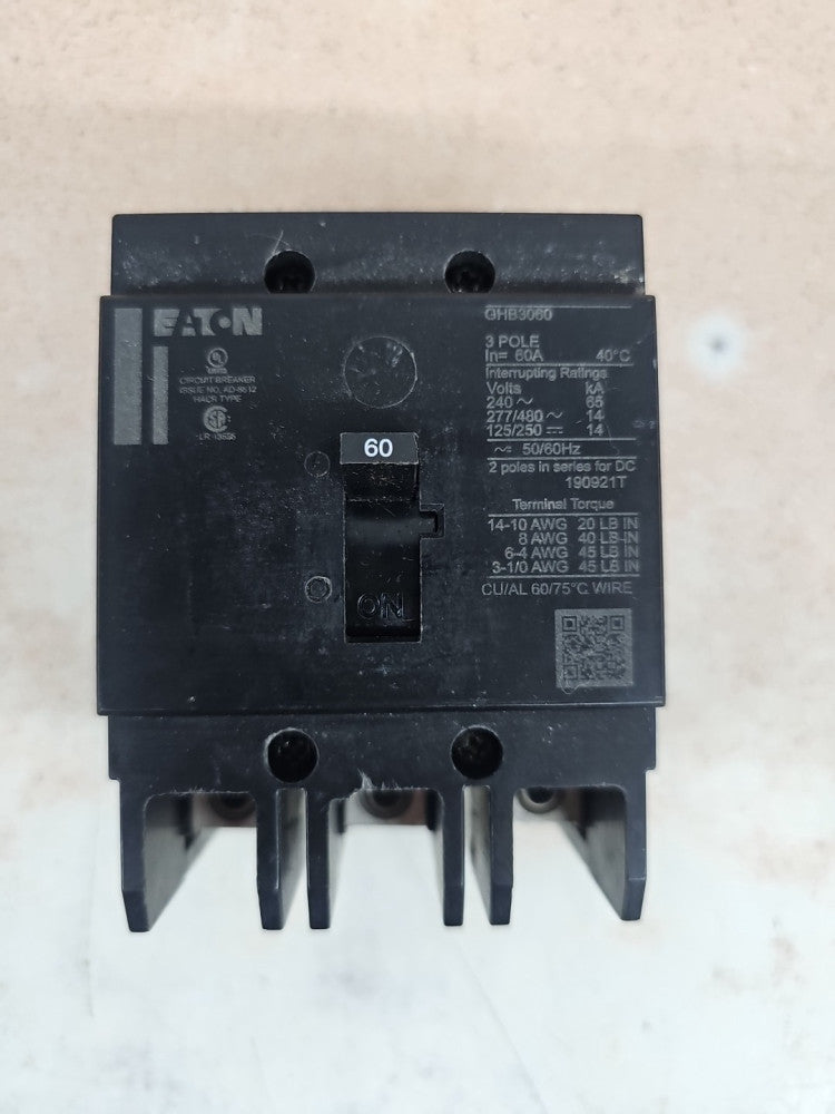1) New Take Out Eaton GHB3060 60 Amp 480V 3 Pole Bolt on Circuit Breaker