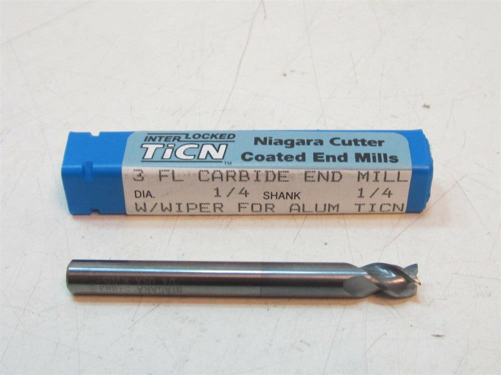 Niagara Cutter Carbide 1/4 x 2-1/2 x 1/4 x 5/16 x 0.010" Radius Ticn Endmill New