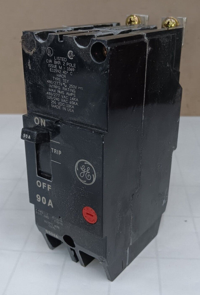 GENERAL ELECTRIC GE 90 AMP BOLT-ON CIRCUIT BREAKER 2 POLE 480/277 VAC TEY290