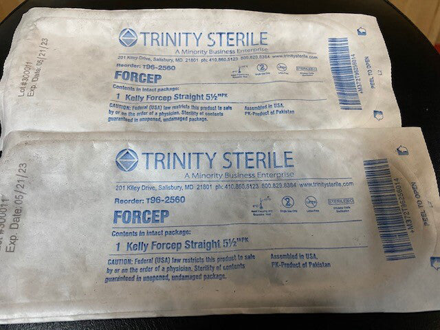 (2 Pack) Kelly Hemostatic Forceps - Kelly Forceps, Sterile, 5-1/2" - T96-2560